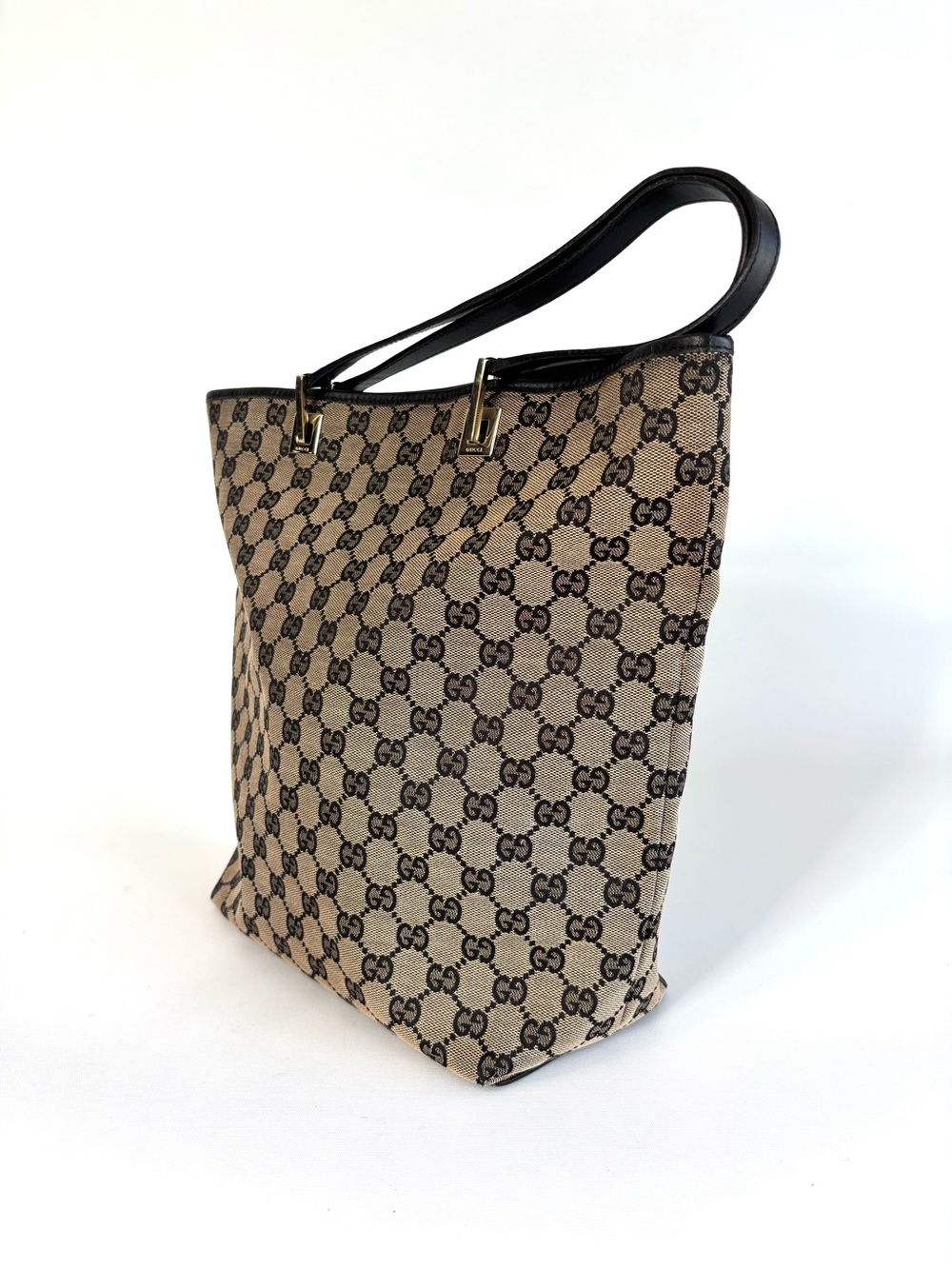 Gucci GG Eclipse Canvas Vintage Tote with Black Trim - Picture 2 of 8